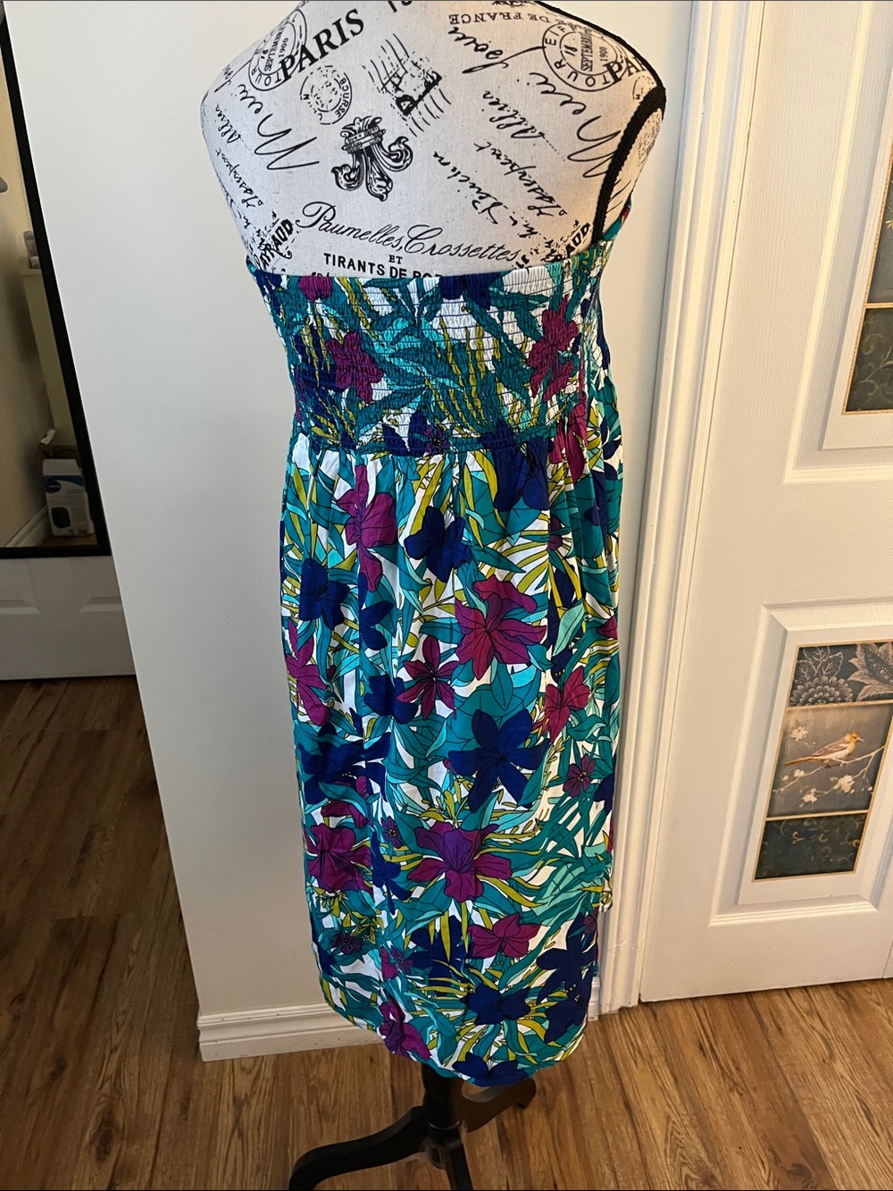 💗George Strapless Floral Midi Dress in Teal, Blue & Purple - Picture 4 of 9
